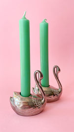 Vintage Chrome Swan Candleholders