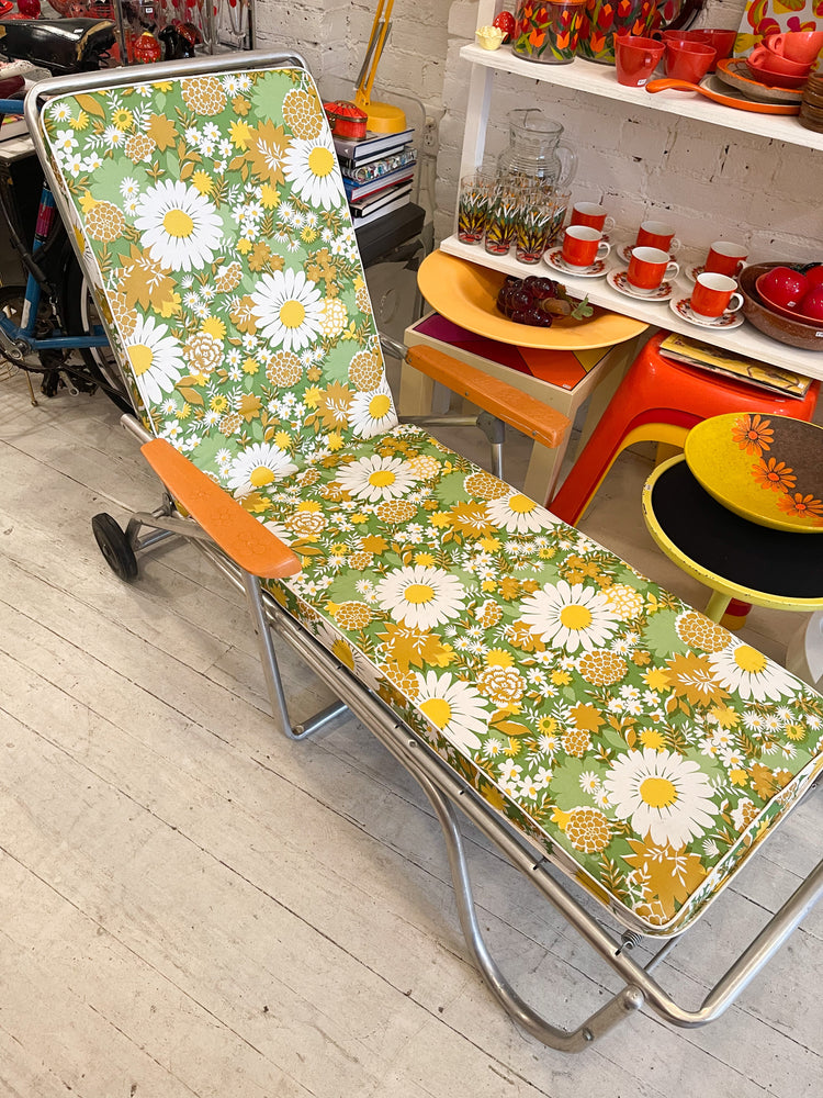 Vintage 70's Retro Folding Patio Chaise Lounge