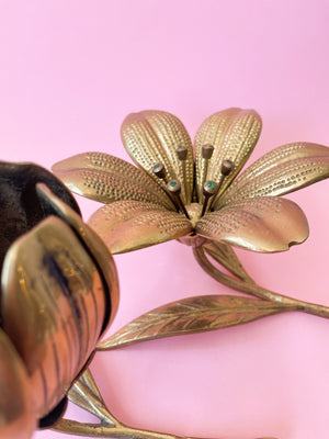 Vintage Brass Lotus Flower Ashtrays