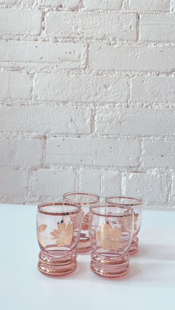Vintage Gold Flower Shot Glasses