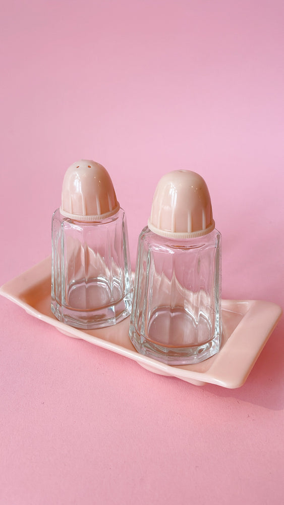 Vintage 1980's Glass Salt & Pepper Shakers