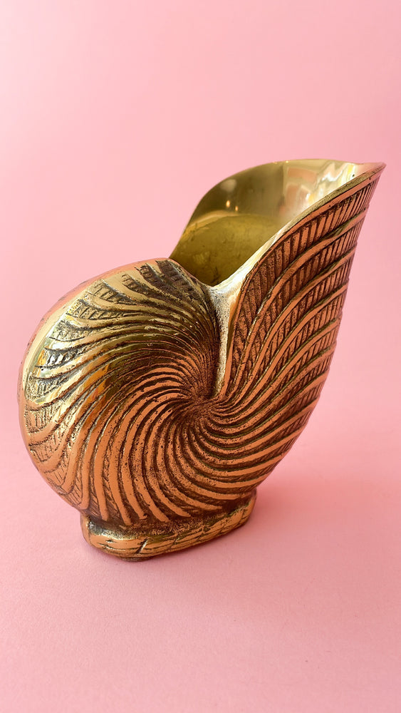 Vintage Brass Shell Vase