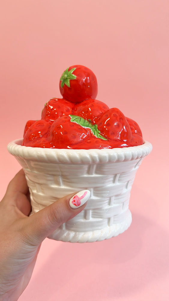 Vintage Strawberry Basket Canister