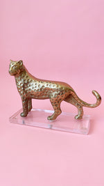 Vintage Brass Cheetah on Lucite Stand