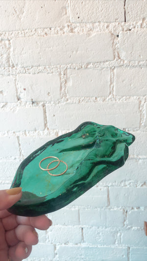 Nude Lady Art Glass Emerald Dish