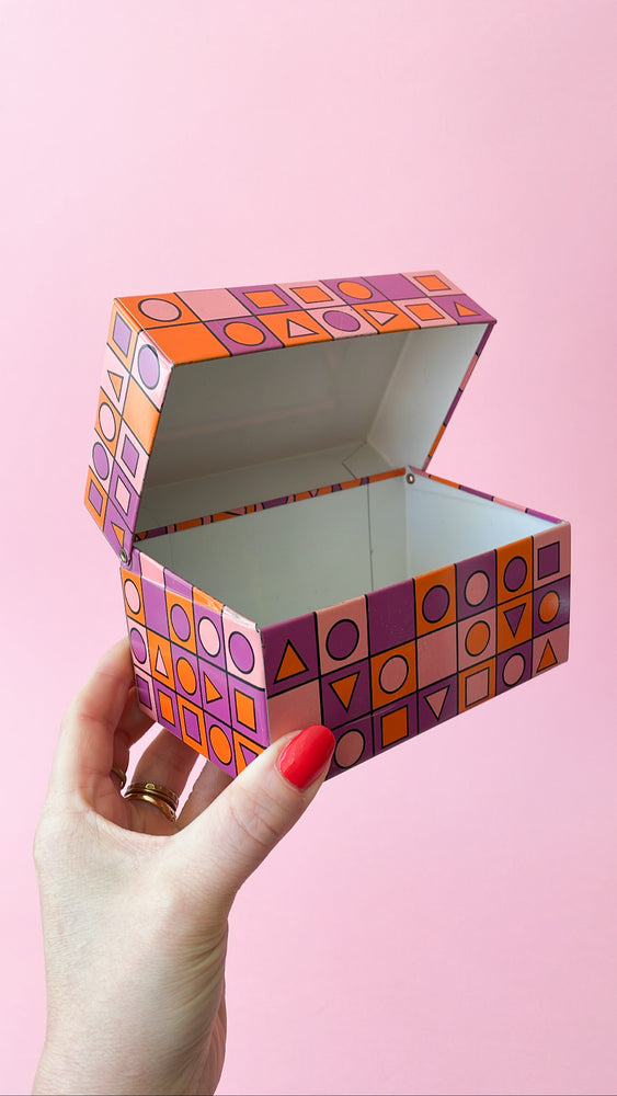 Vintage Geometric Recipe Box