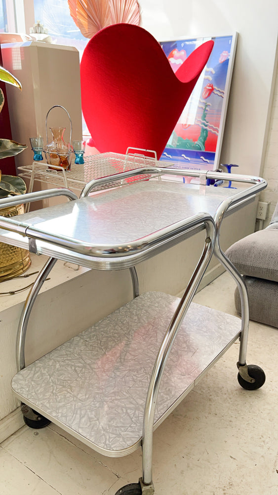 Vintage Formica Bar Cart/Serving Trolley on Casters