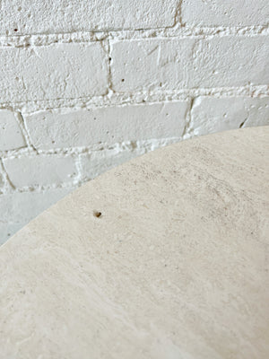 Travertine & Grasscloth Drum Table