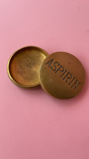 Vintage Brass Aspirin Pill Container