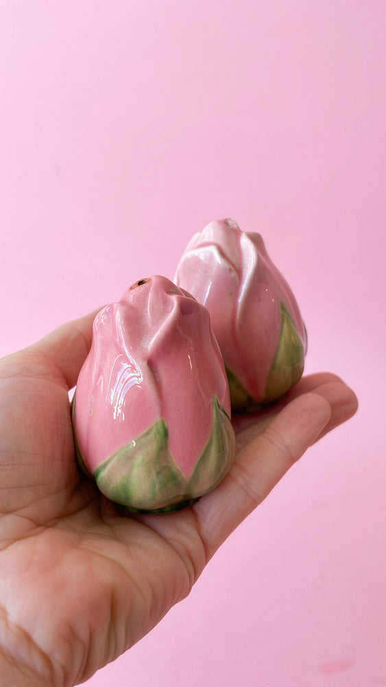 Vintage Ceramic Rose Salt & Pepper Shakers