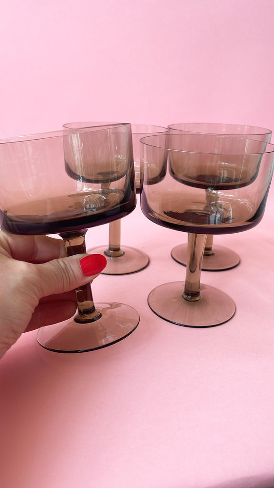 Vintage Smoked Glass Coupes