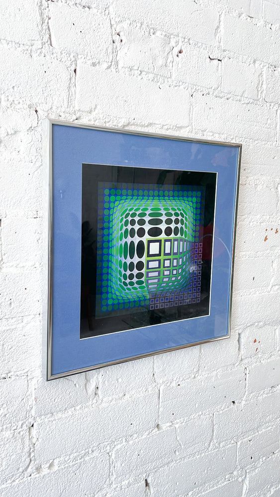Vintage Victor Vasarely Op Art Print "OND-JG"