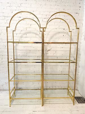 Vintage Art Deco Style Brass Shelving Unit