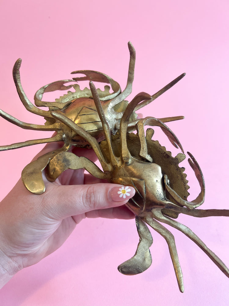 Vintage Brass Crab Ashtray