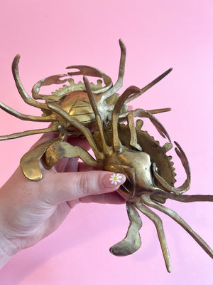 Vintage Brass Crab Ashtray