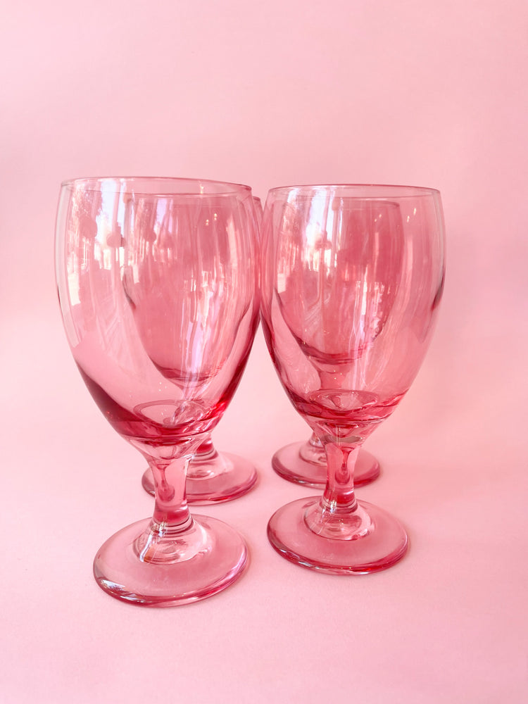 Vintage Oversized Pink Wine Glasses