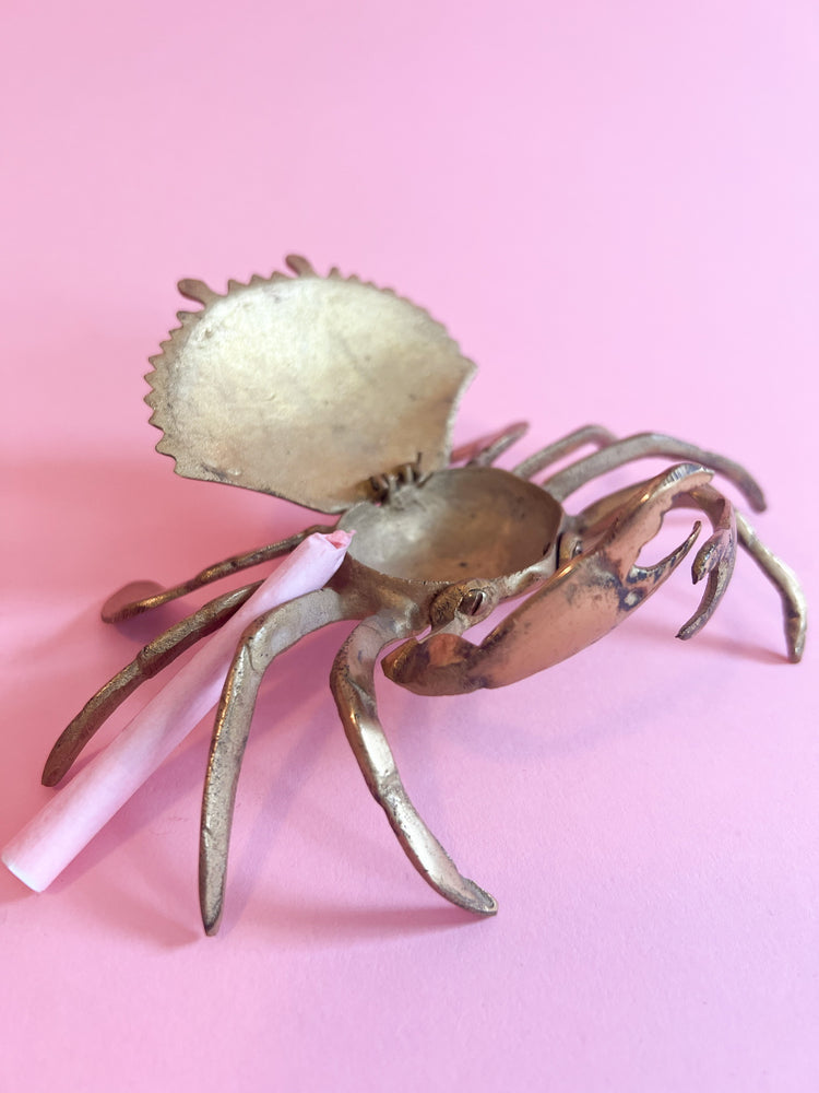 Vintage Brass Crab Ashtray