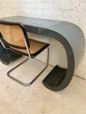 Vintage 80's Laminate Waterfall Desk/Console with Glass Top