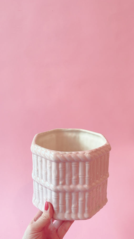 Vintage Ceramic Bamboo and Rope Planter