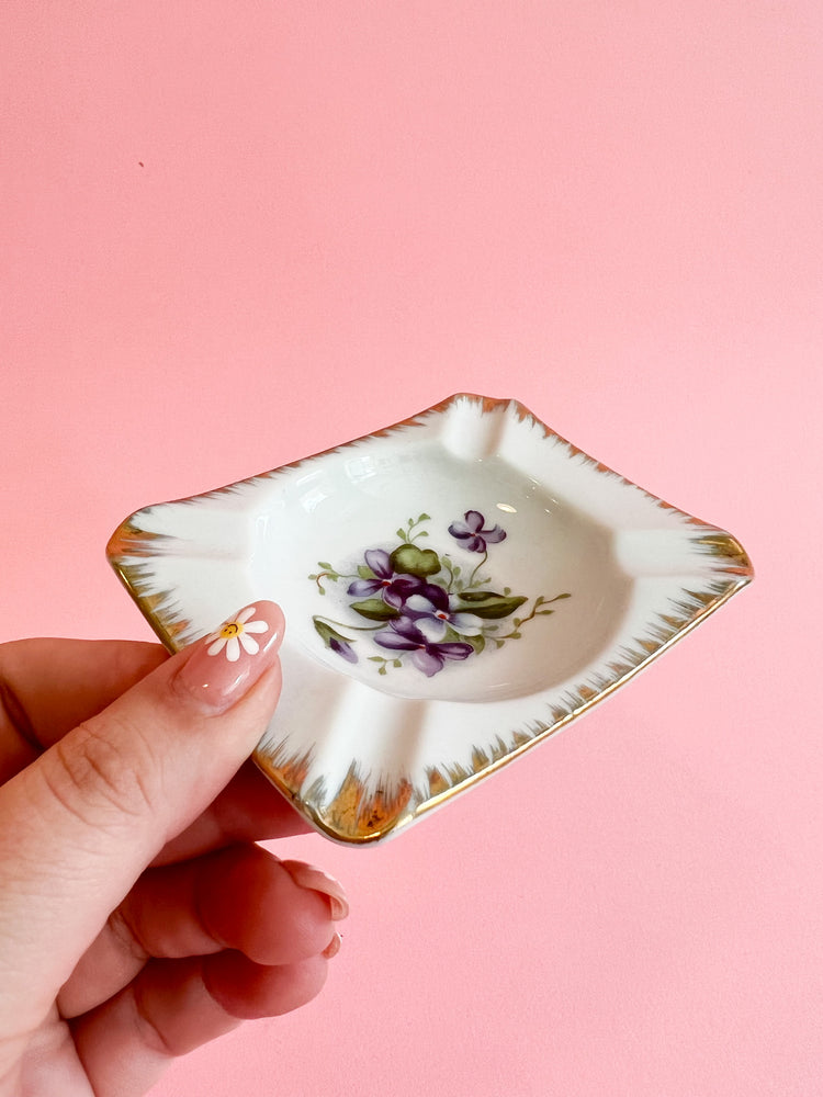 Vintage Floral Ceramic Ashtray