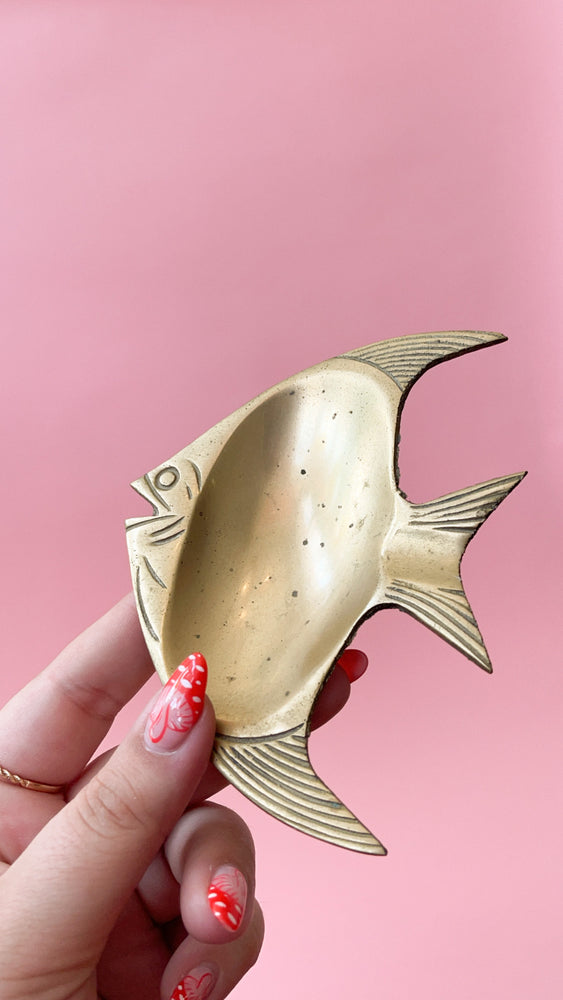 Vintage Brass Angelfish Ashtray