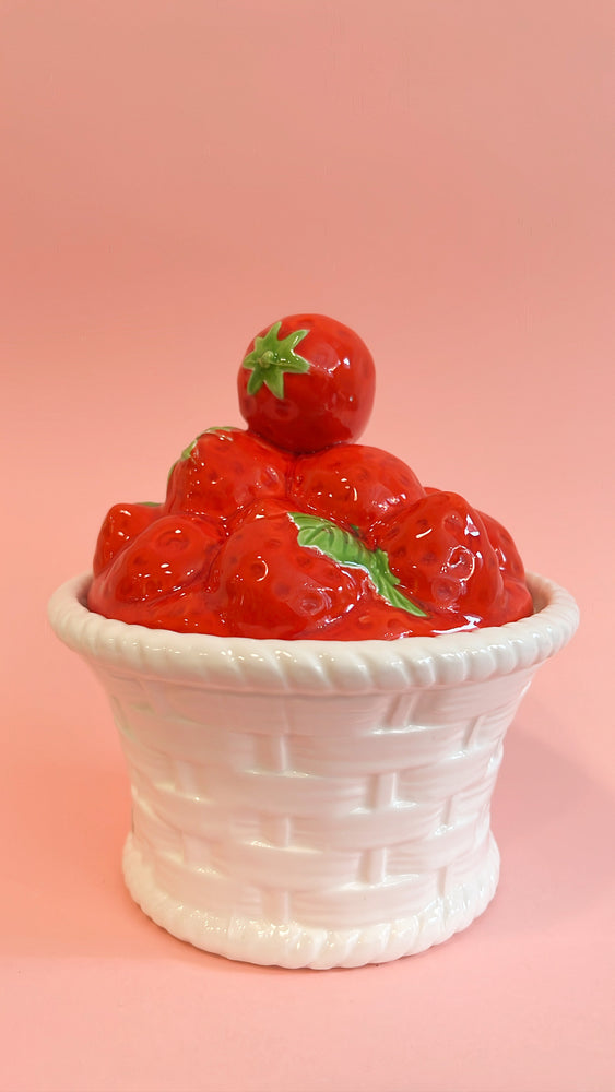 Vintage Strawberry Basket Canister