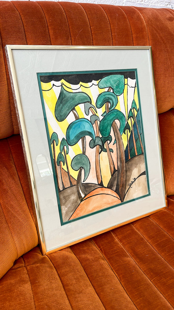 Vintage Magic Mushroom Framed Watercolour