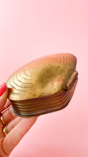 Vintage Brass Clam Shell Trinket Box