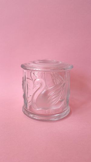 Vintage Gloria Vanderbilt Embossed Swan Stash Jar with Lid