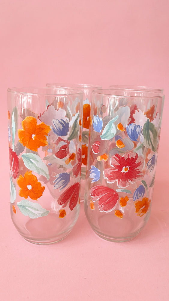 Vintage Anchor Hocking Floral Tumblers