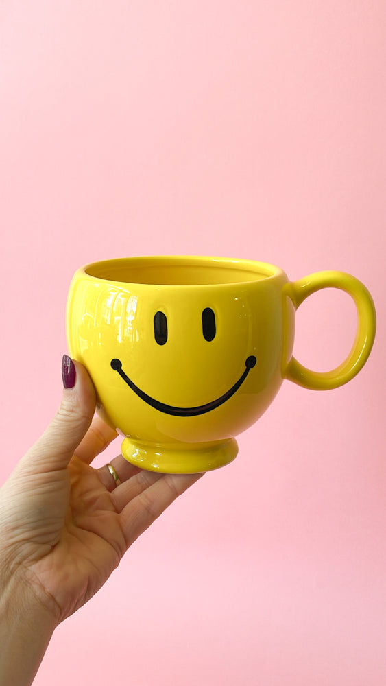 Vintage Oversized Ceramic Smiley Mug