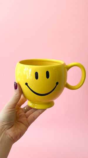 Vintage Oversized Ceramic Smiley Mug