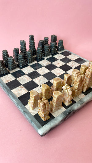 Vintage Aztec Mini Marble Chess Set