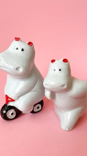 Vintage Ceramic Hippo Salt & Pepper Shakers