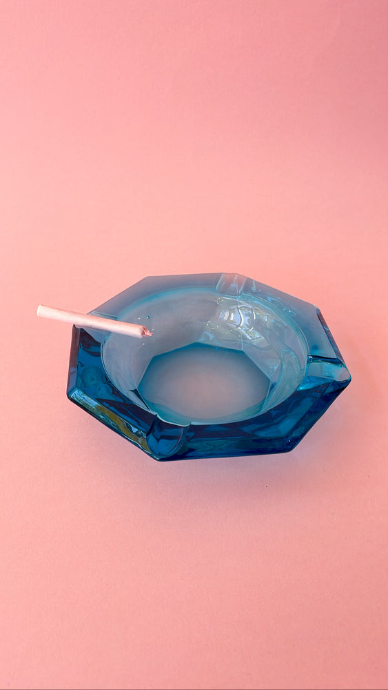 Vintage Glass Hexagon Ashtray