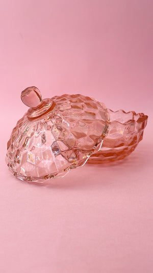 Vintage Fostoria Cubist Glass Candy Dish