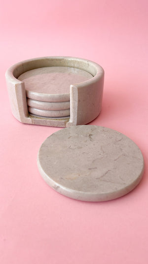 Vintage Stone Coasters with Holder