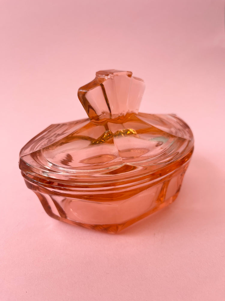 Vintage Art Deco Depression Glass Trinket Box