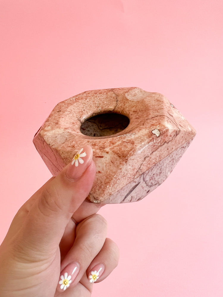 Vintage Pink Marble Cuba Ashtray