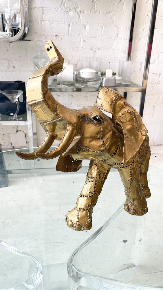 Vintage Luciano Bustamante Brass Elephant Sculpture