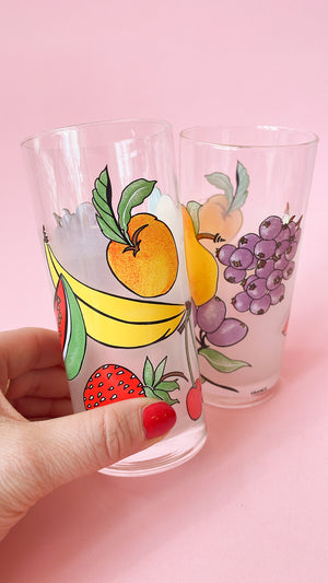 Vintage Frosted Fruit Glasses