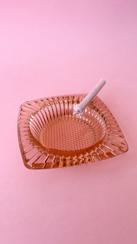 Vintage Pink Glass Ashtray