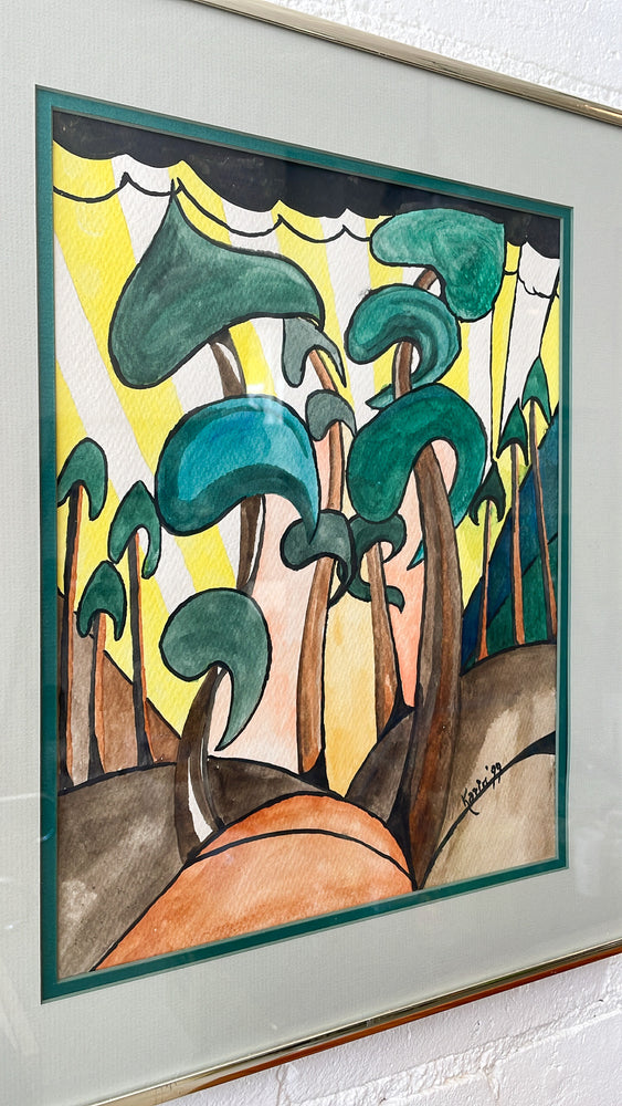 Vintage Magic Mushroom Framed Watercolour