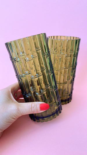 Vintage Plastic Bamboo Tumblers