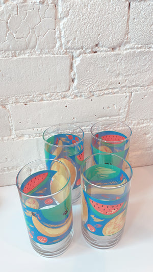 Vintage 90's Tropical Fruit Glasses