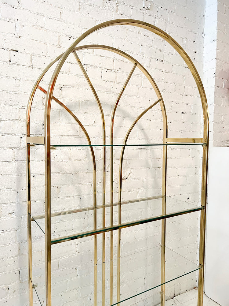 Vintage Hollywood Regency Style Arched Shelving Unit