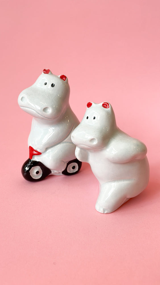 Vintage Ceramic Hippo Salt & Pepper Shakers