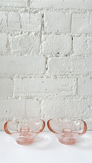 Vintage Pink Depression Glass Candle Holders