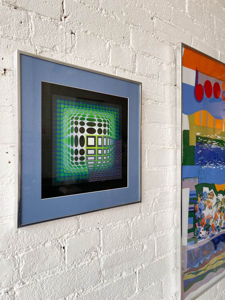 Vintage Victor Vasarely Op Art Print "Koska Kar"