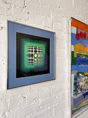 Vintage Victor Vasarely Op Art Print "Koska Kar"